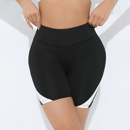 Color blocked High Waist Yoga Shorts (Victorious Pulse Hive Shorts)