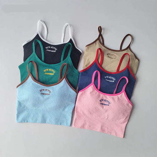 Color Blocking Sports Bra for Women / Fixed Cup Fitness Bra / Gym Bra