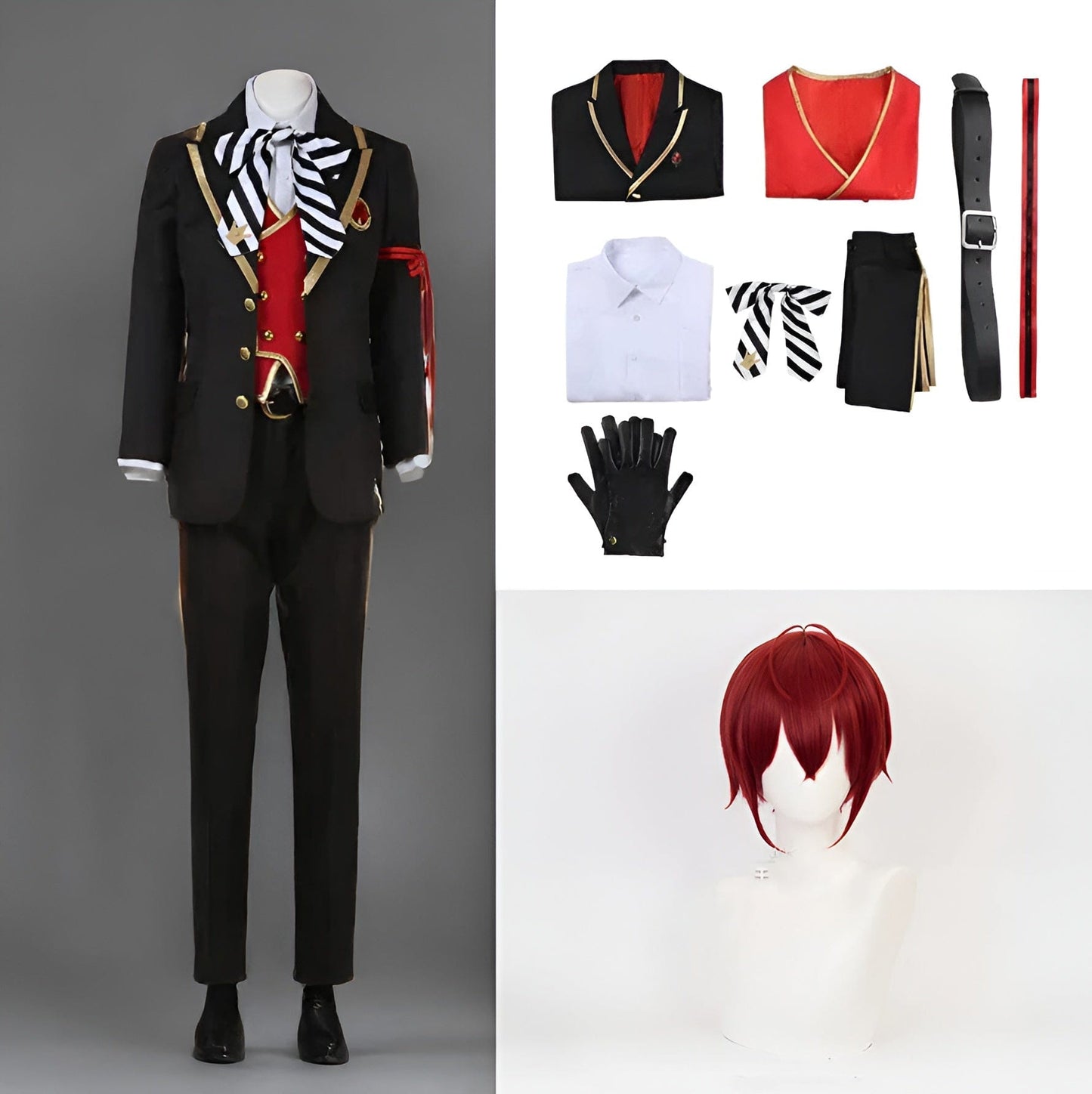 Costume and Wig / S Riddle Rosehearts Cosplay Twisted-Wonderland Anime / Gaming Cosplay