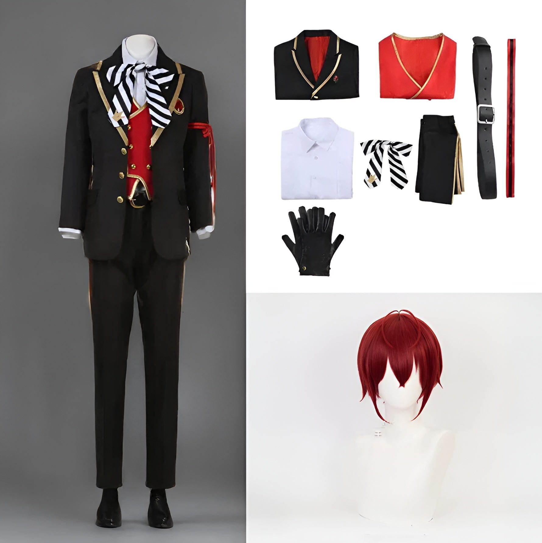 Costume and Wig / S Riddle Rosehearts Cosplay Twisted-Wonderland Anime / Gaming Cosplay