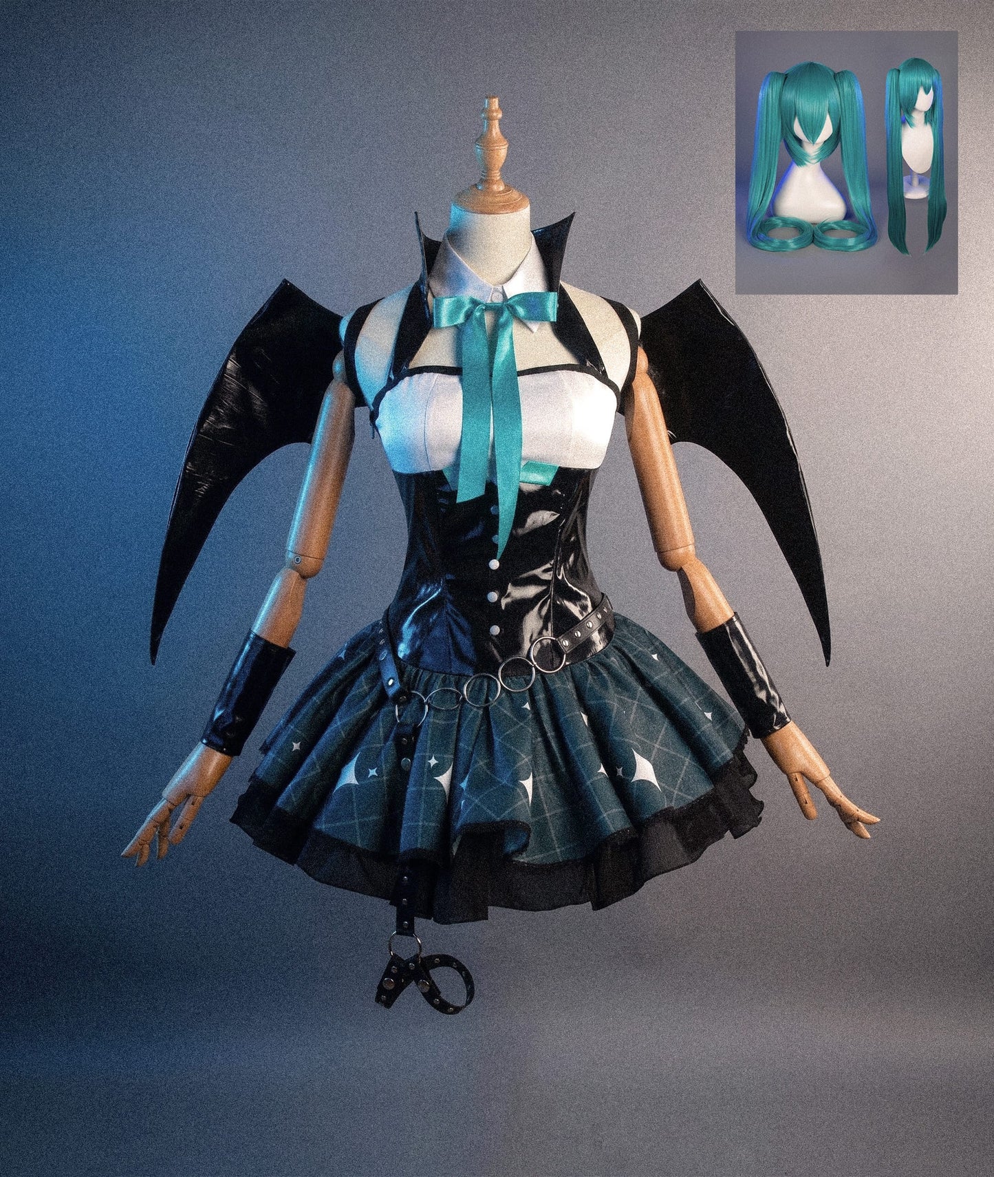 Costume and Wig / XS Vampire Miku Cosplay Costume/ Anime Vampire Hatsune Miku Cosplay Uniform