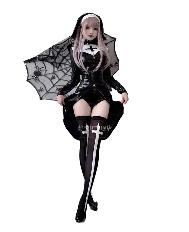 Costume with Socks / S Vampire Nun Uniform Cosplay