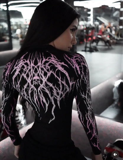 Couple Style Gothic Style Tight Fitting High Elasticity Fitness Half Height Collar Quick Drying Breathable Long Sleeved Shirt