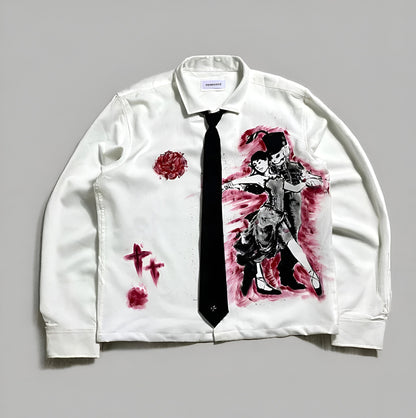 Gothic Punk Romance Couple Dancing Graphic Long Sleeved Shirt