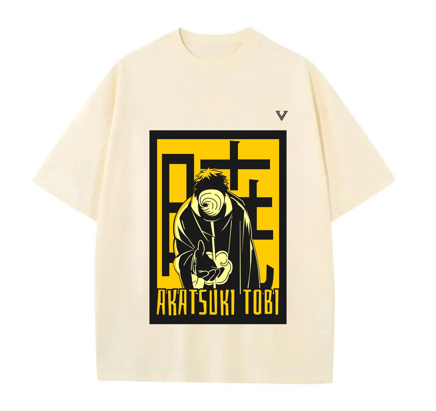Cream / XS Akatsuki Tobi (Naruto) Anime Oversize T-Shirt