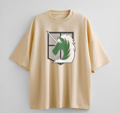 Cream / XS Brigade (Attack On Titan) Oversize T-Shirt
