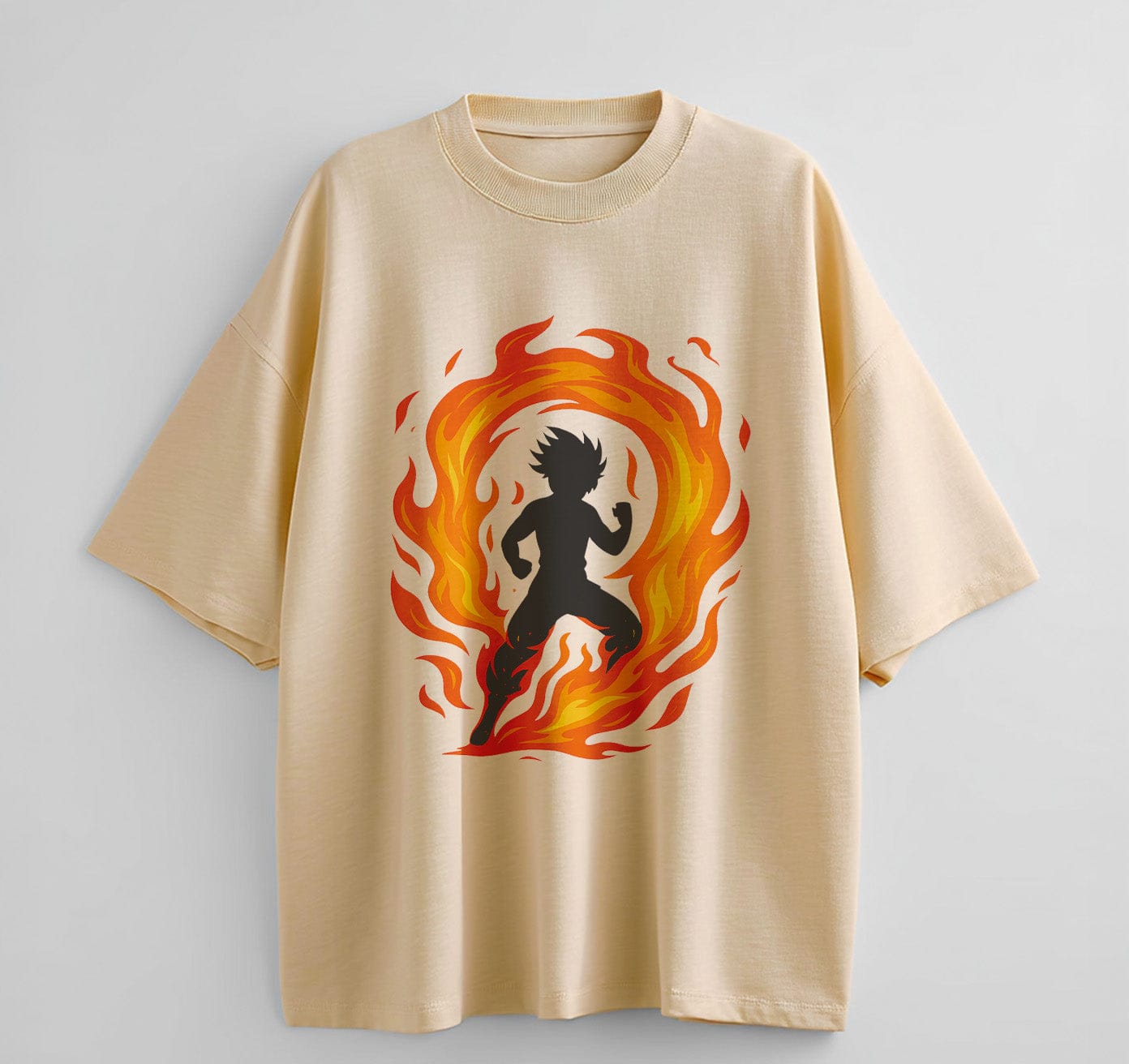 Cream / XS Cosmic Battle Anime Oversize T-Shirt