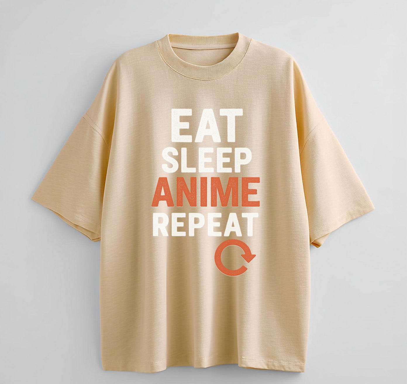 Cream / XS Eat Sleep Anime Repeat 2 Oversize T-Shirt