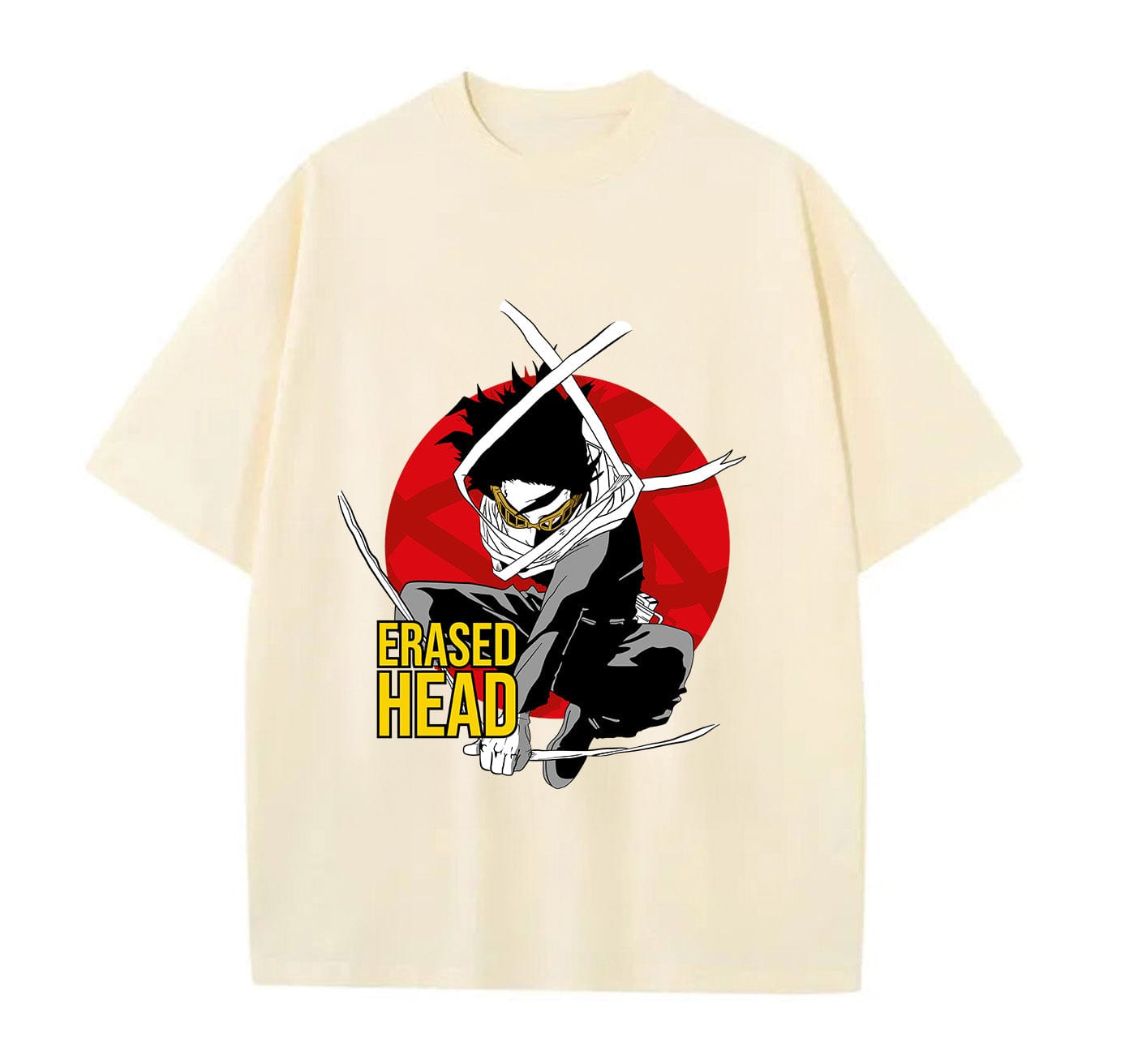 Cream / XS Erased Head (My Hero Academia) Anime Oversize T-Shirt