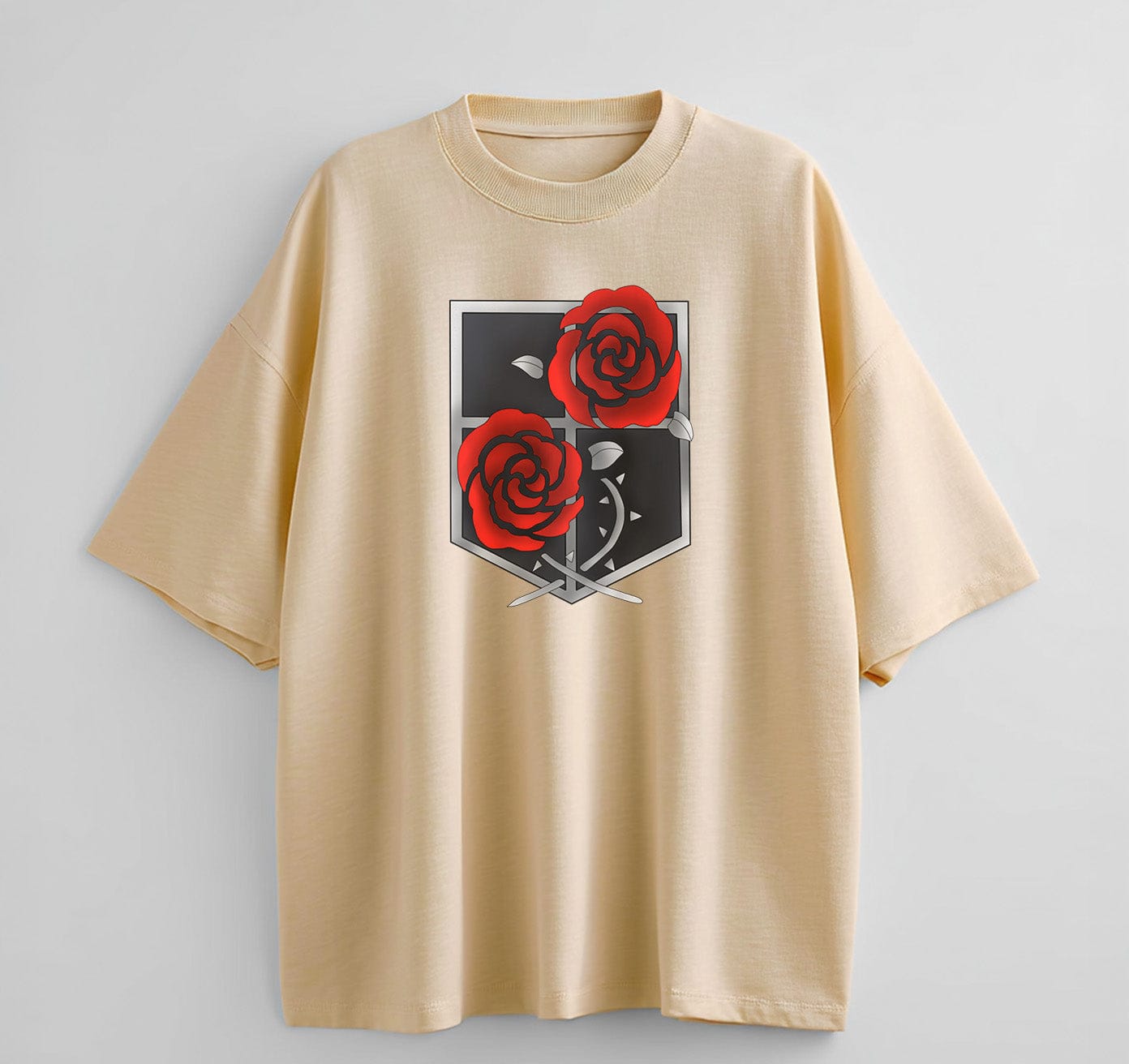 Cream / XS Garrison (Attack On Titan) Oversize T-Shirt