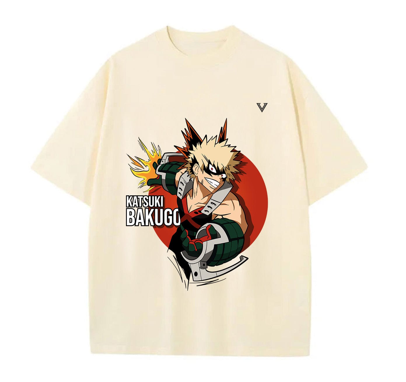 Cream / XS Katsuki Bakugo (My Hero Academia) Anime Oversize T-Shirt