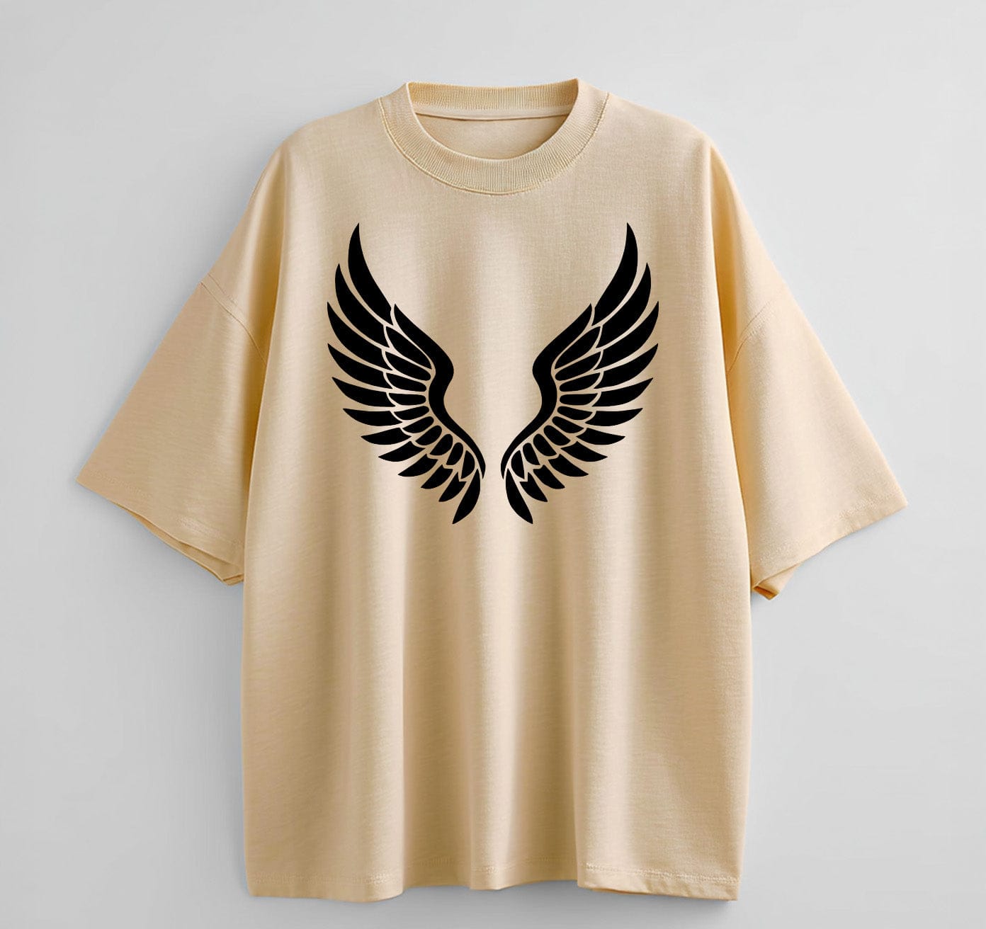 Cream / XS Leaf‑Swirl Symbol Anime Oversize T-Shirt