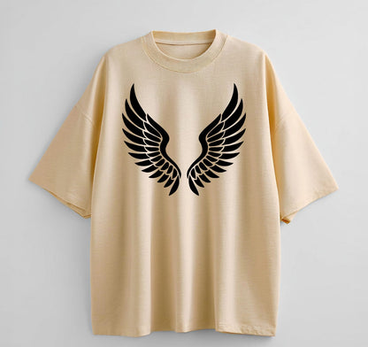 Cream / XS Leaf‑Swirl Symbol Anime Oversize T-Shirt