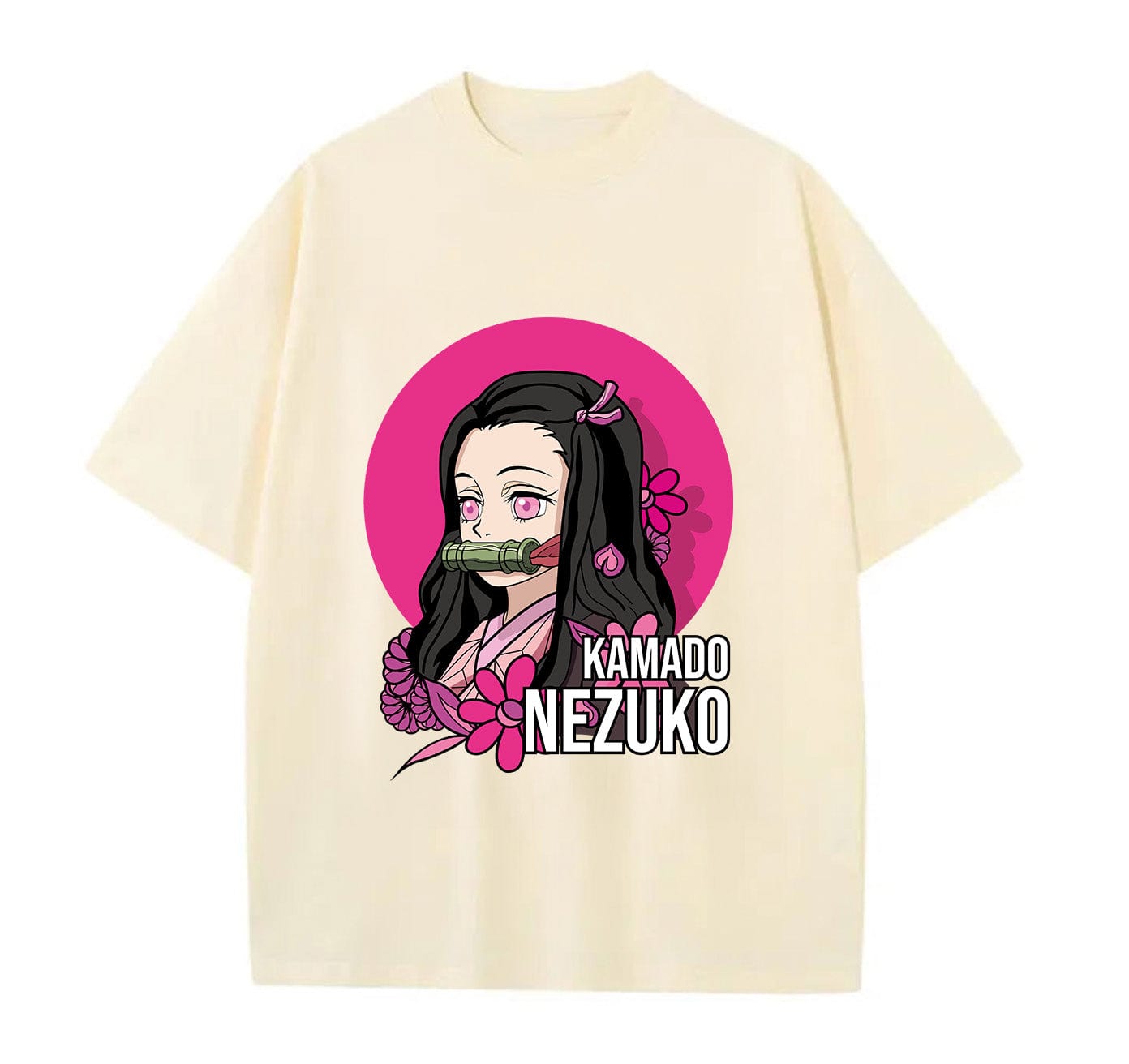 Cream / XS Nezuko (Demons Slayer) Anime Oversize T-Shirt
