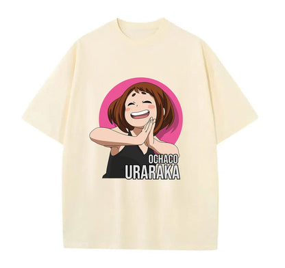 Cream / XS Ochaco 2 (My Hero Academia) Anime Oversize T-Shirt