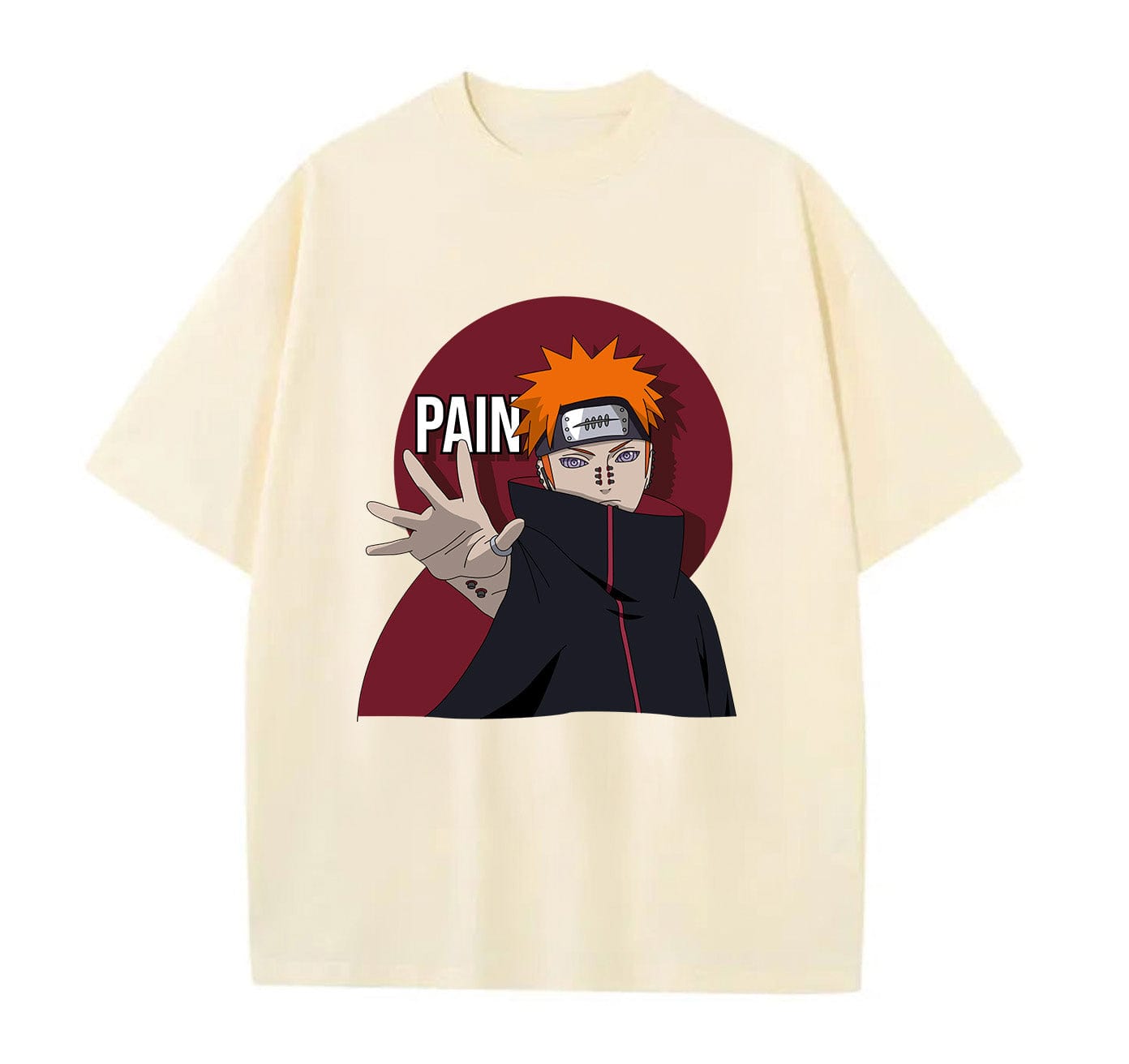 Cream / XS Pain (Naruto) Anime Oversize T-Shirt