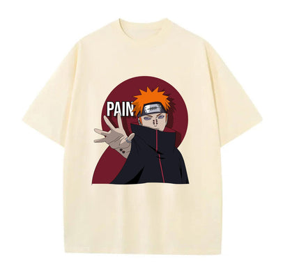 Cream / XS Pain (Naruto) Anime Oversize T-Shirt
