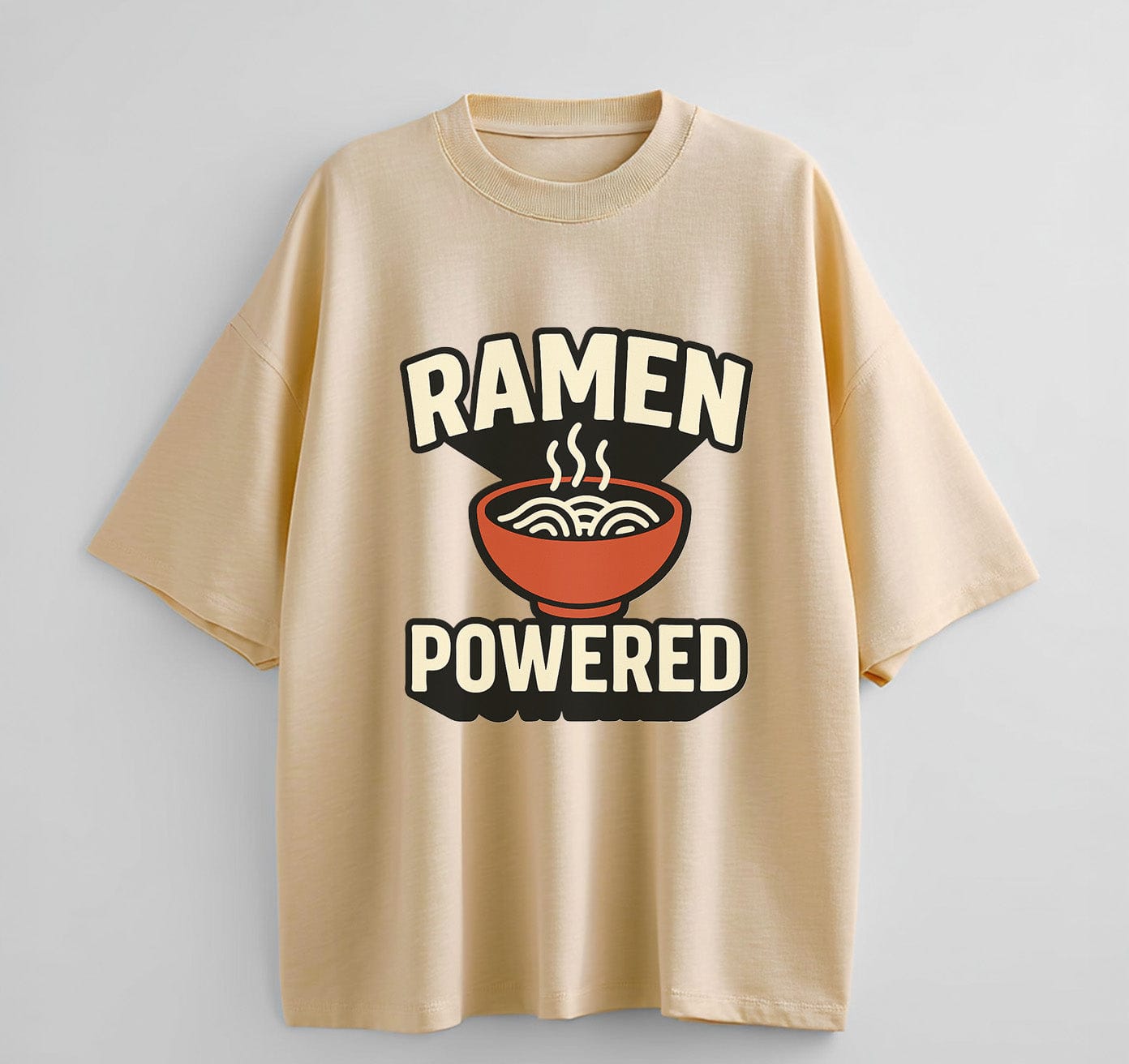 Cream / XS Ramen Powered Anime Oversize T-Shirt