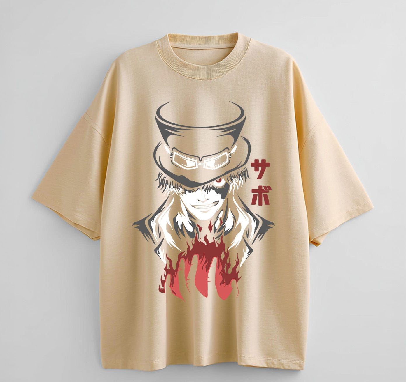 Cream / XS Sabo (One Piece) Anime Oversize T-Shirt