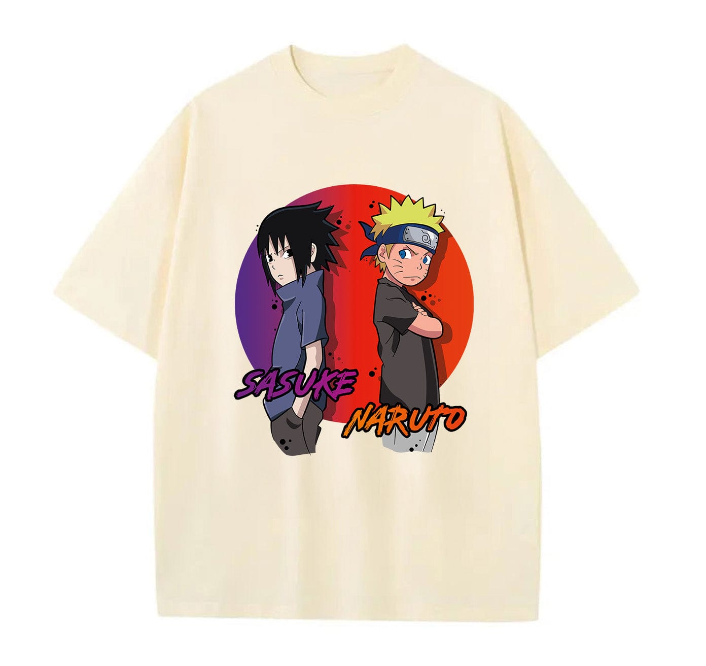 Cream / XS Sasuke (Naruto) Anime Oversize T-Shirt