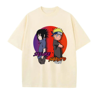Cream / XS Sasuke (Naruto) Anime Oversize T-Shirt
