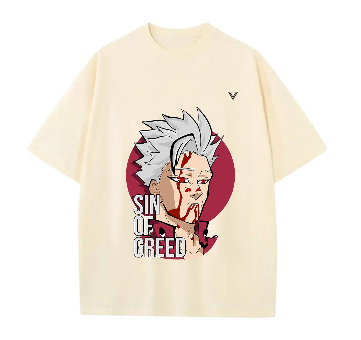 Cream / XS Sin of Greed (Seven Deadly Sins) Anime Oversize T-Shirt