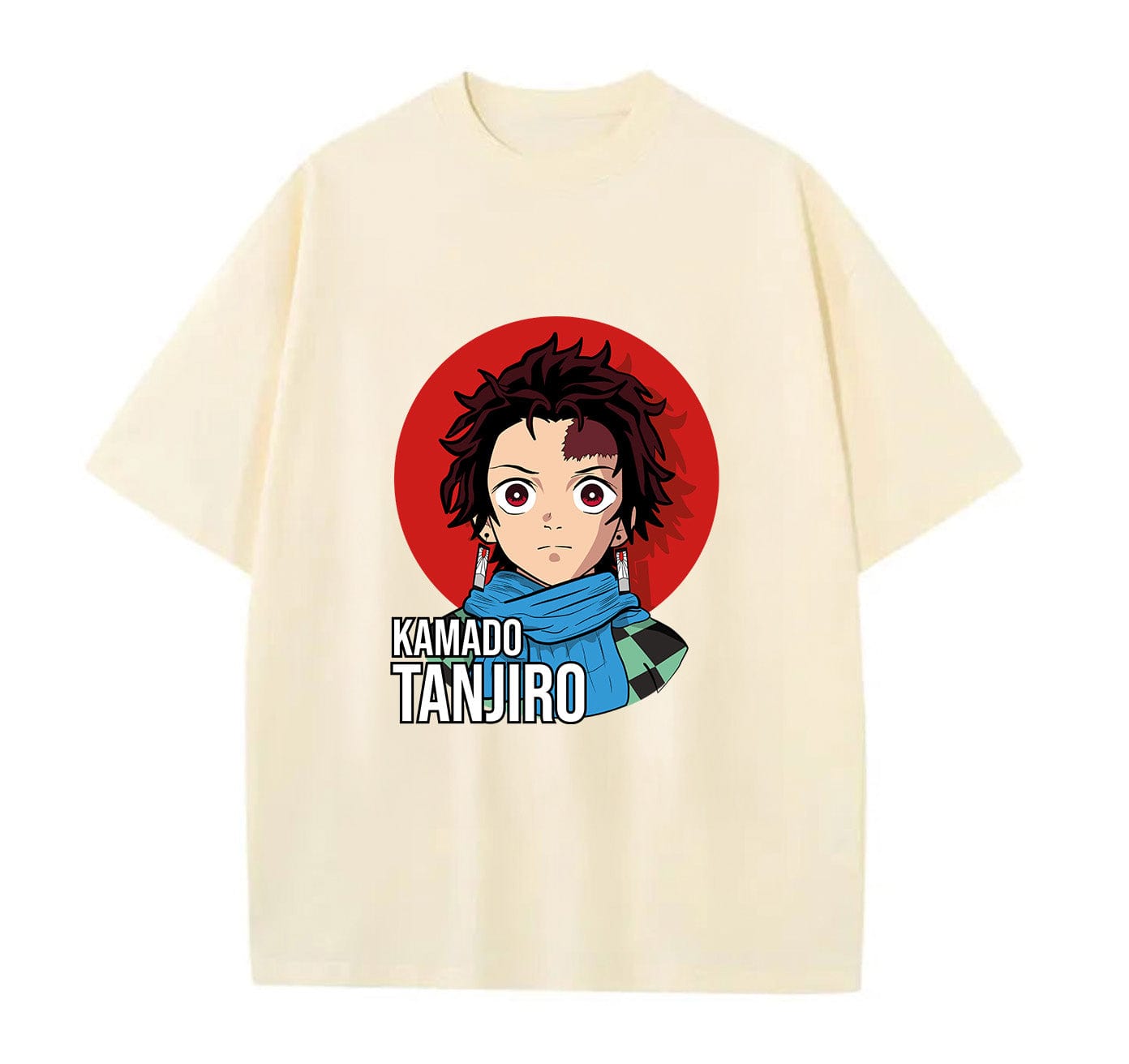 Cream / XS Tanjiro (Demon Slayer) Anime Oversize T-Shirt