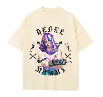 Cream / XS VI Rebel Mommy (Arcane) Anime Oversize T-shirt