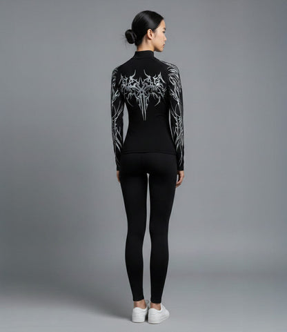 Cyber Sigil Long Sleeve Sports T-shirt / Korean Fashion Gothic Shirt