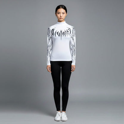 Cyber Sigil Long Sleeve Sports T-shirt / Korean Fashion Gothic Shirt