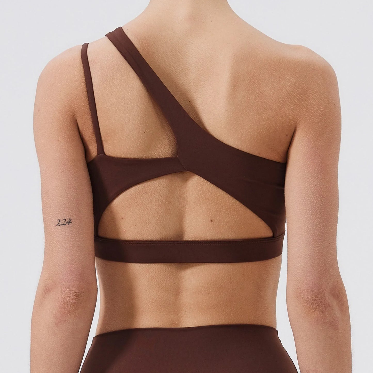 Dark brown / S Women Sports Bra/ Push Up Fitness Bras/ One Shoulder Shockproof (Victorious Cosmo Surge)