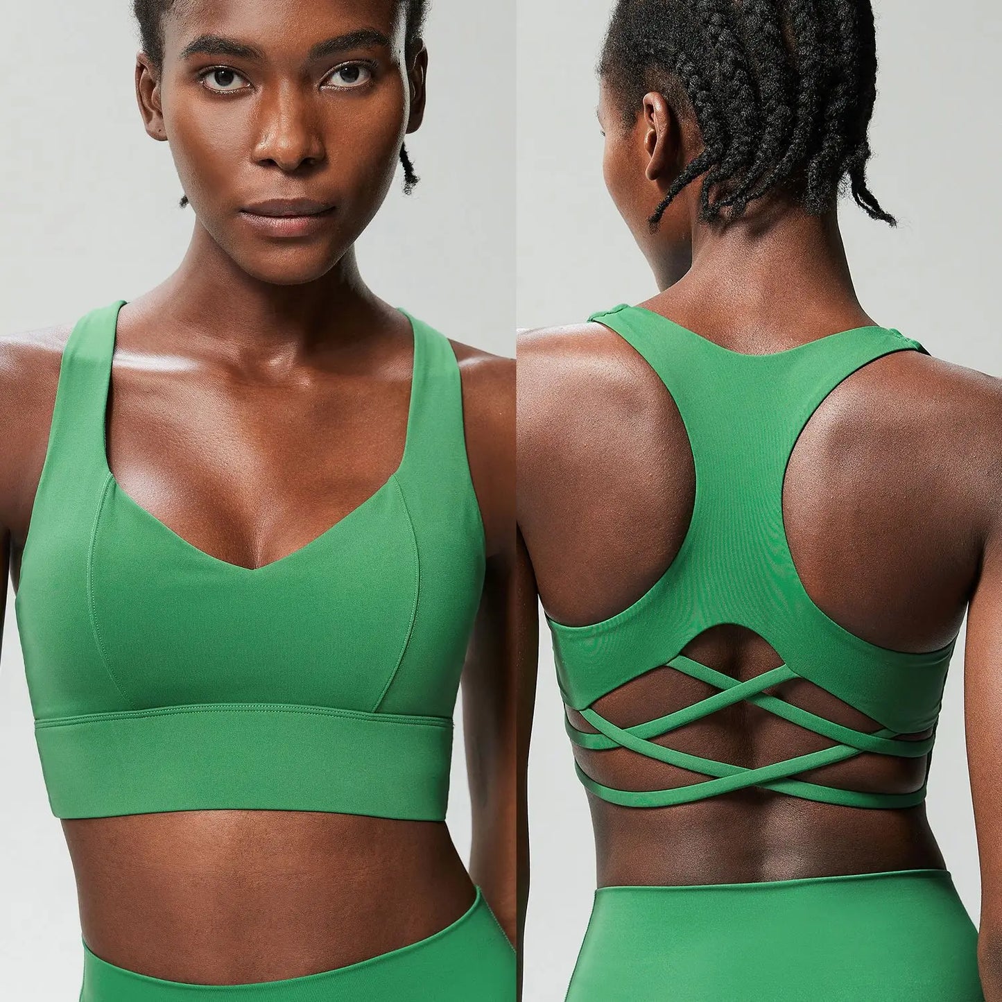 Dark green / S Yoga Bra Buttery Soft Top/ High Impact Gym Bra (Victorious AthleCode)