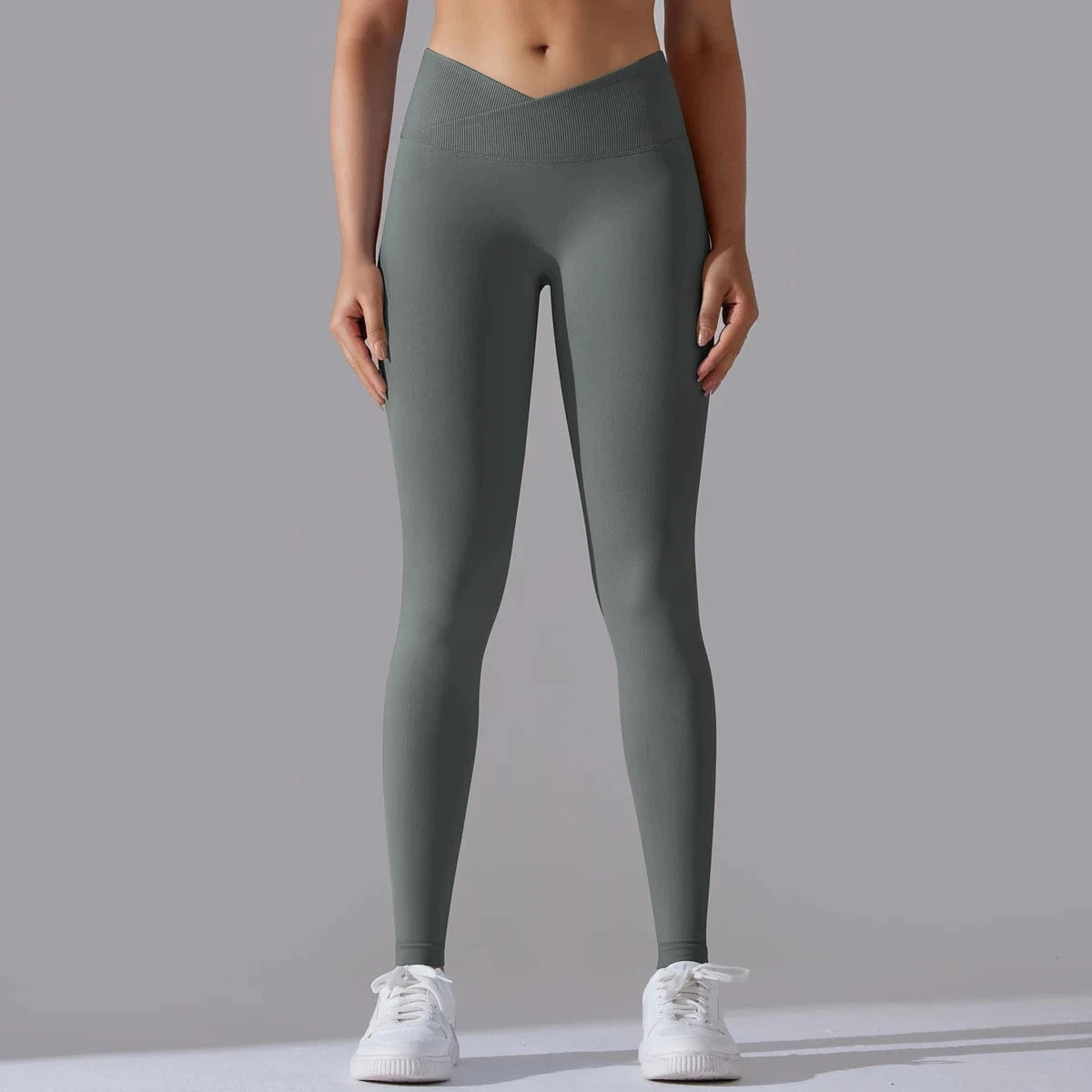 Dark Grey / S Crossover Waist Women Yoga Leggings / Victorious BioSync Leggings