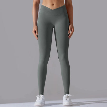 Dark Grey / S Crossover Waist Women Yoga Leggings / Victorious BioSync Leggings