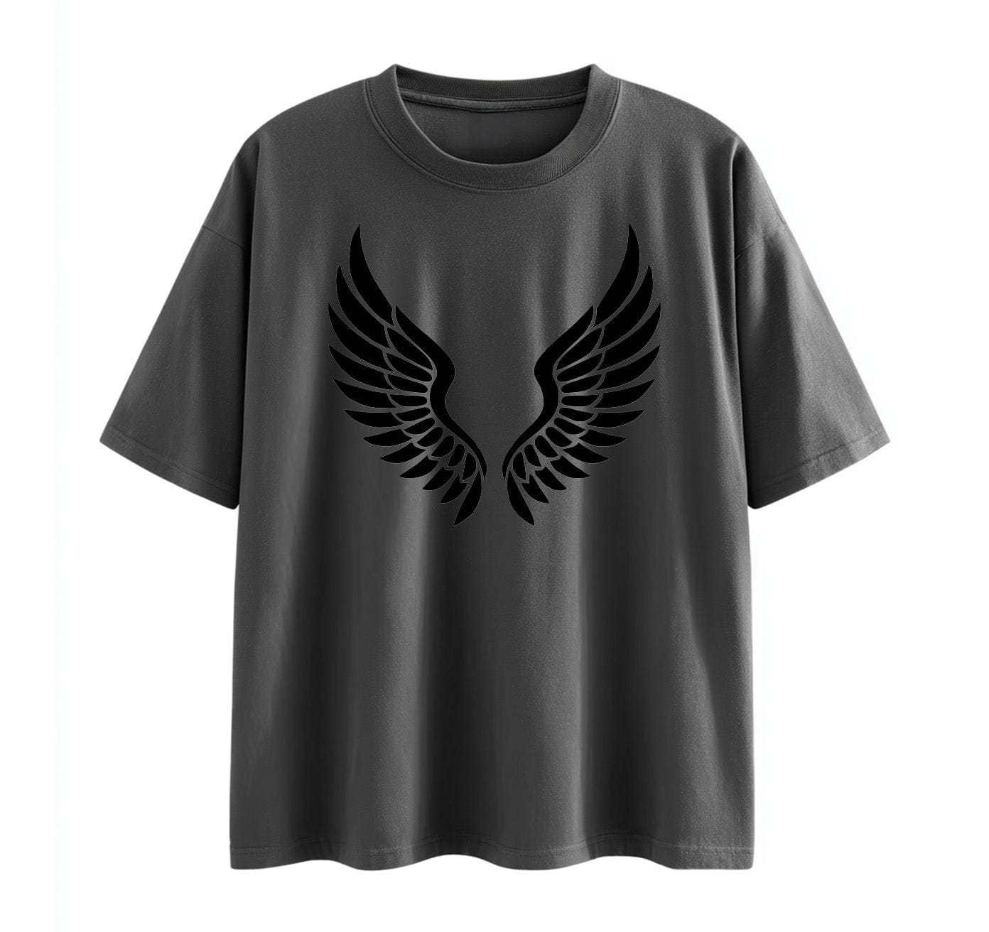 Dark Grey / XS Leaf‑Swirl Symbol Anime Oversize T-Shirt