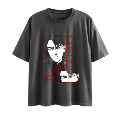 Dark Grey / XS Levi (SNK2) Anime Oversize T-Shirt