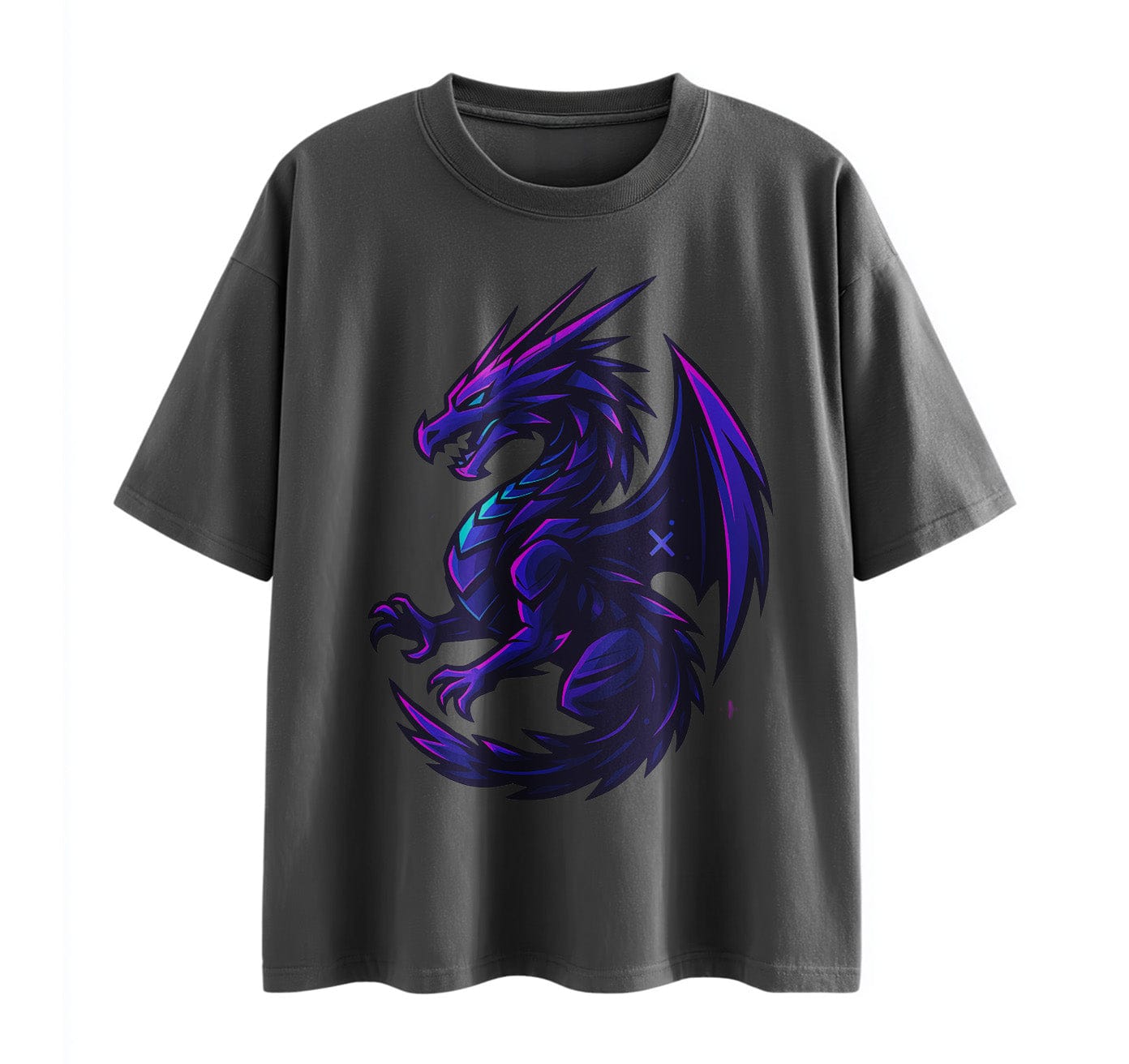 Dark Grey / XS Neon Dragon Anime Oversize T-Shirt