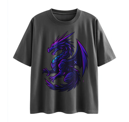 Dark Grey / XS Neon Dragon Anime Oversize T-Shirt