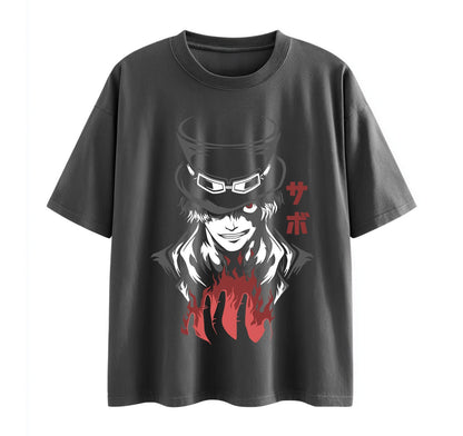 Dark Grey / XS Sabo (One Piece) Anime Oversize T-Shirt
