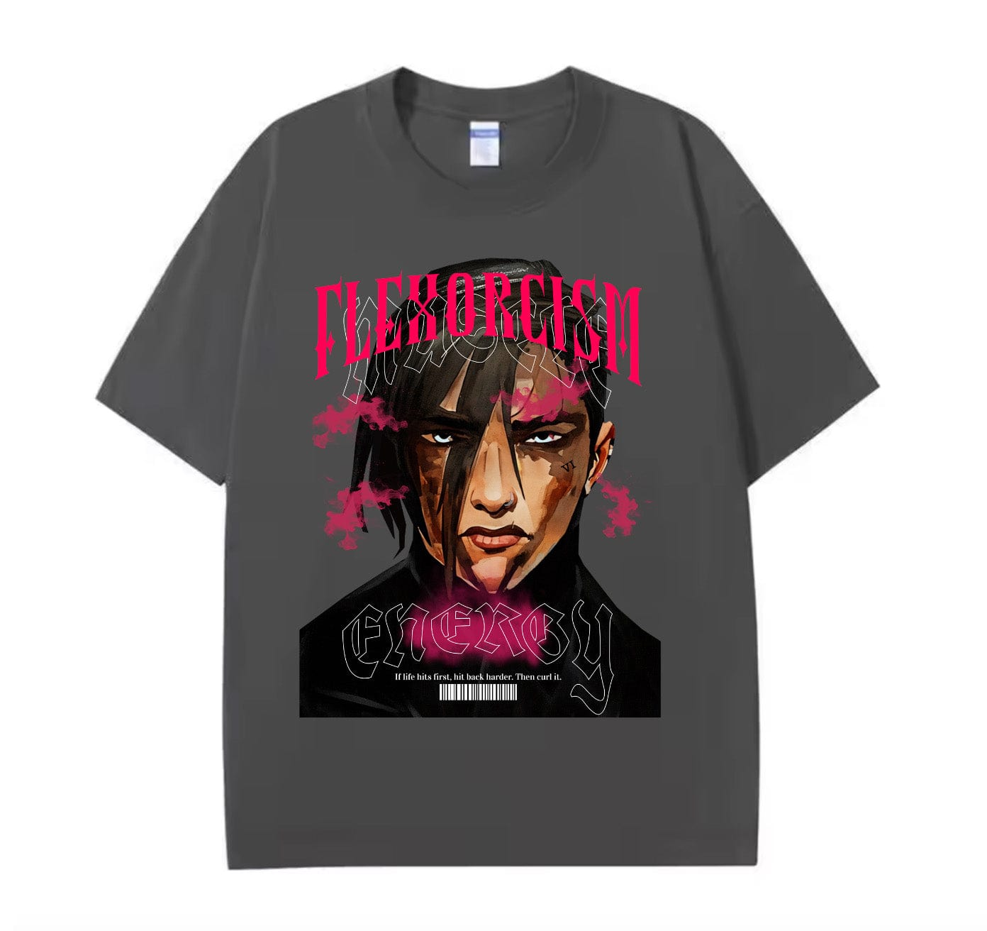 Dark Grey / XS VI Flexorcism (Arcane) Anime Oversize T-shirt