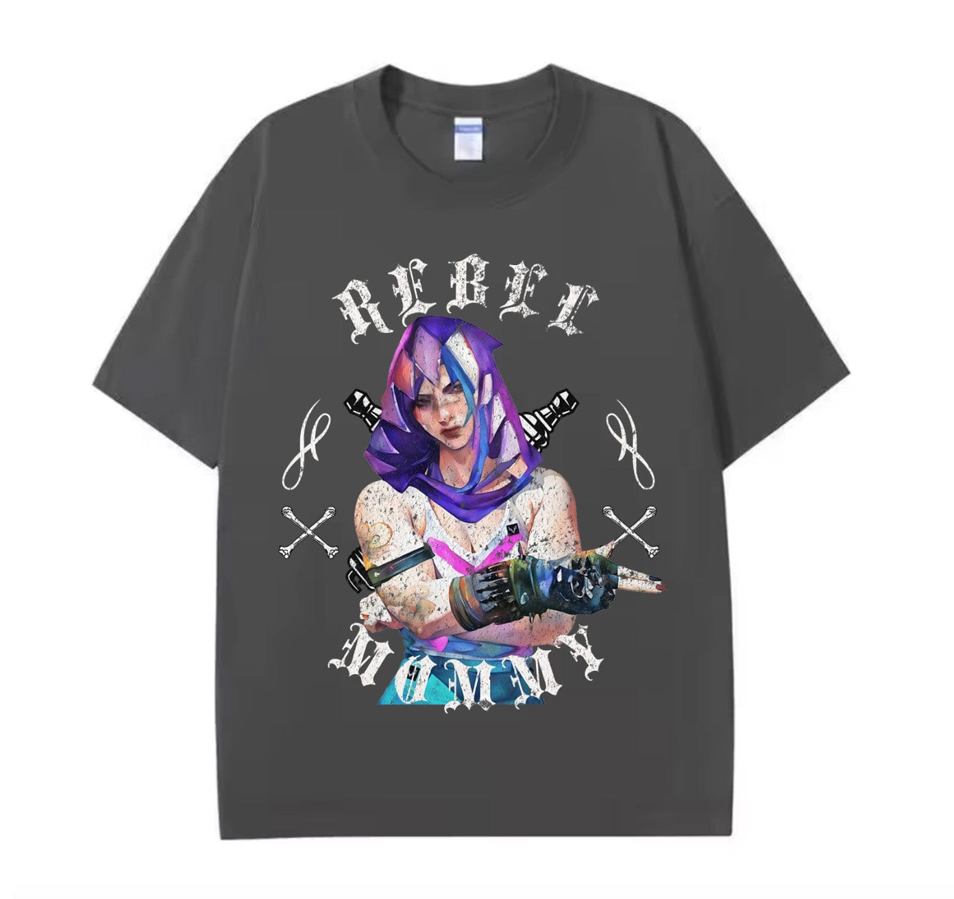 Dark Grey / XS VI Rebel Mommy (Arcane) Anime Oversize T-shirt