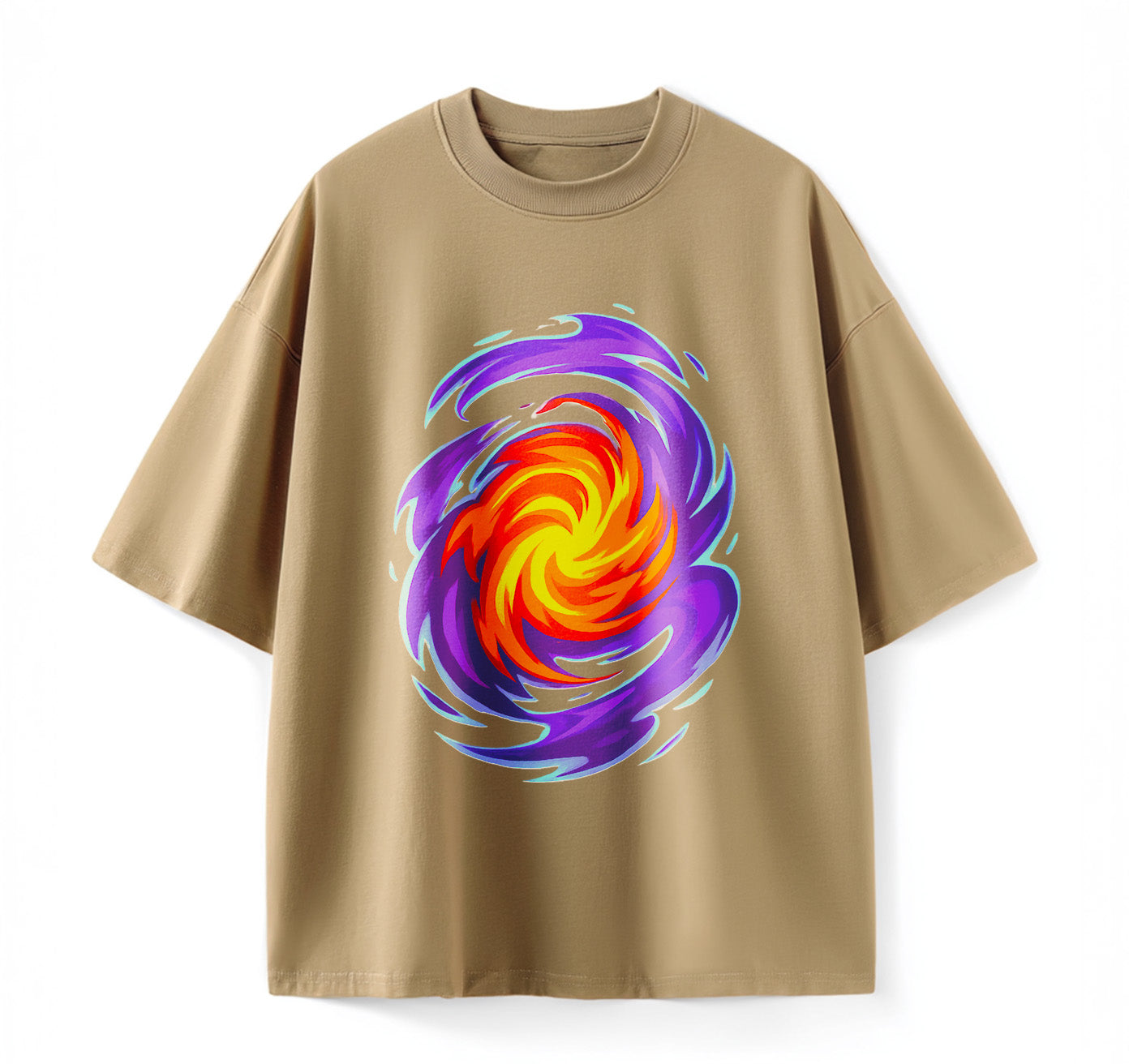 Swirling Energy Flames Anime Oversize T-Shirt