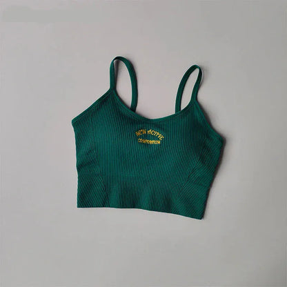 DarkGreen / S Color Blocking Sports Bra for Women / Fixed Cup Fitness Bra / Gym Bra