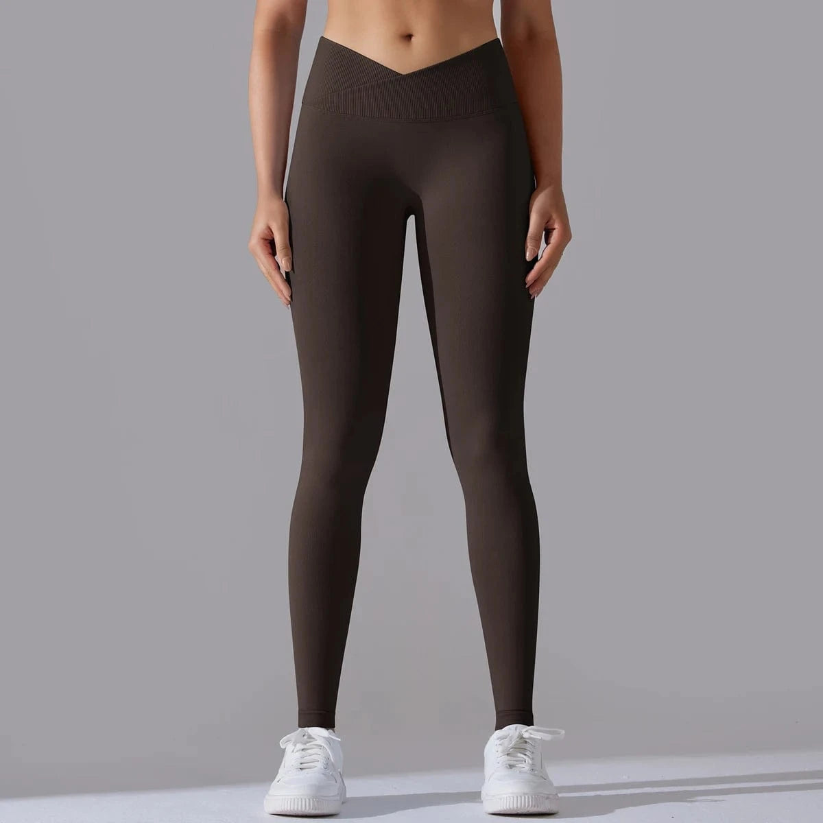 Deep Coffee / S Crossover Waist Women Yoga Leggings / Victorious BioSync Leggings