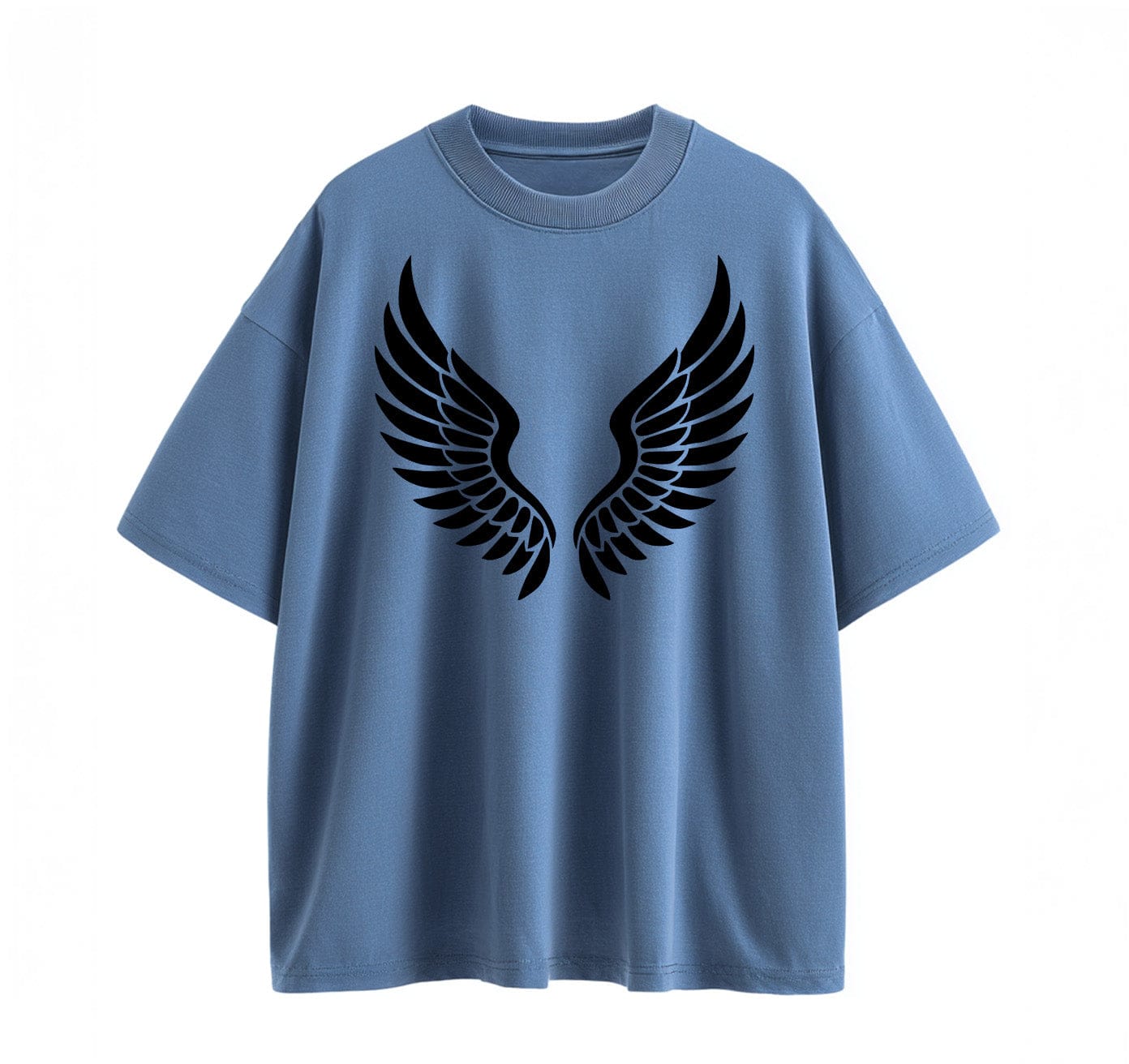 Denim blue / XS Leaf‑Swirl Symbol Anime Oversize T-Shirt