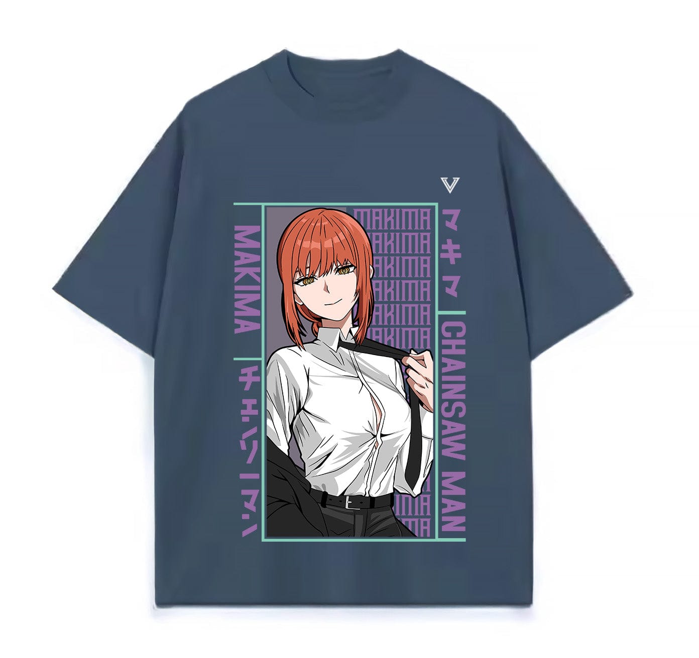Denim blue / XS Makima (Chainsaw Man) Anime Oversize T-Shirt