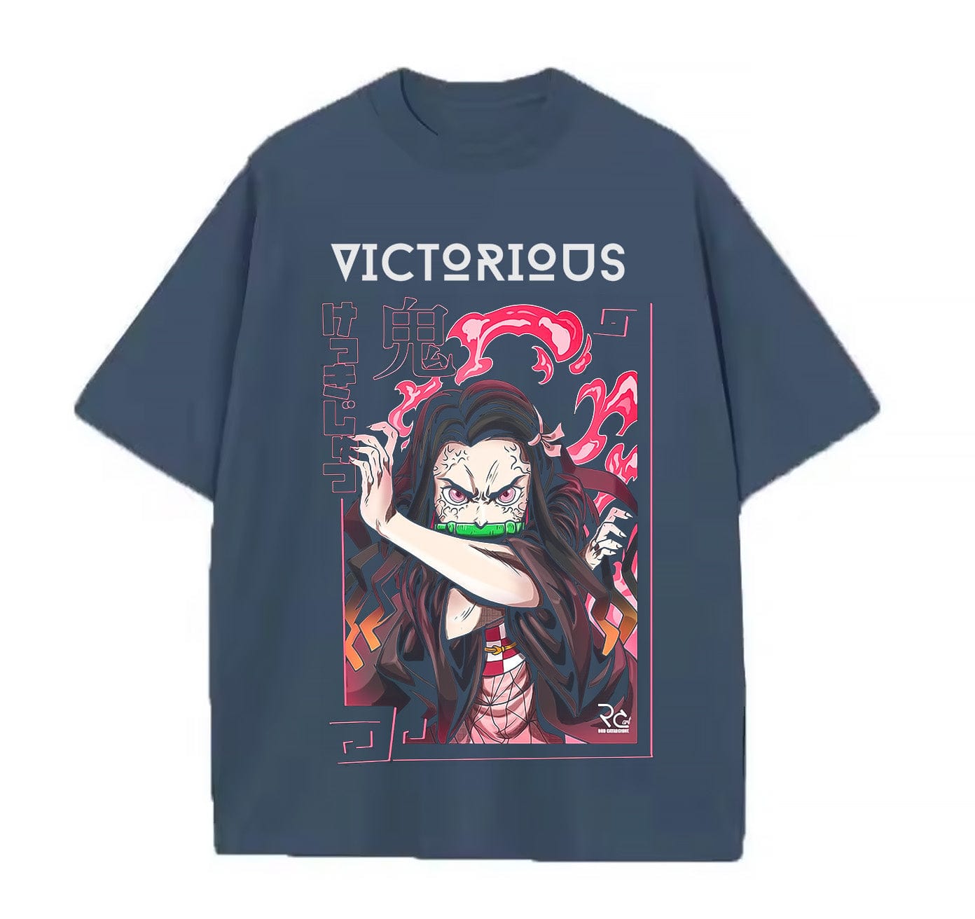 Denim blue / XS Nezuko (Demon Slayer)  Anime Oversize T-Shirt