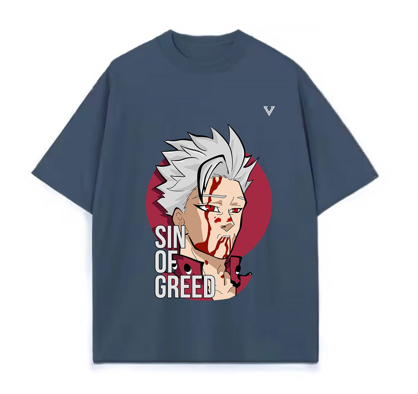 Denim blue / XS Sin of Greed (Seven Deadly Sins) Anime Oversize T-Shirt
