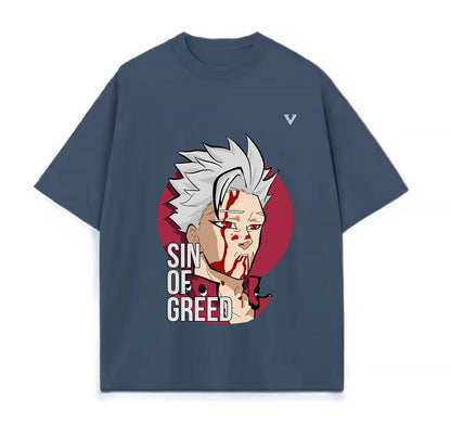 Denim blue / XS Sin of Greed (Seven Deadly Sins) Anime Oversize T-Shirt