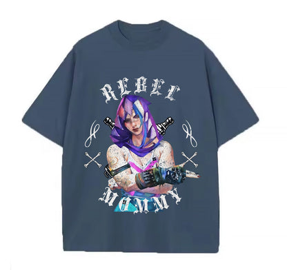 Denim blue / XS VI Rebel Mommy (Arcane) Anime Oversize T-shirt